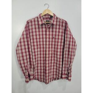 Timberland Mens XL Red Plaid Organic Cotton Blend Long Sleeve Button Down‎ Shirt